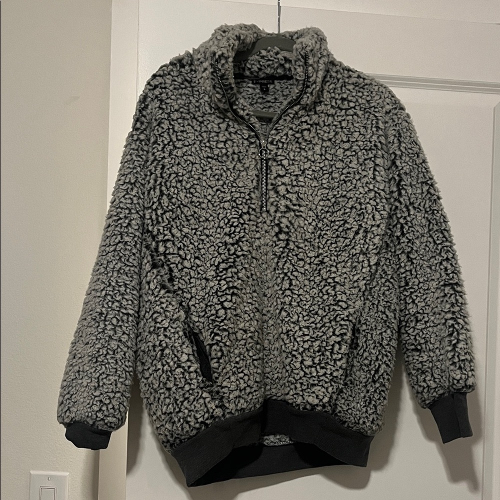 Express Gray Sherpa Jacket